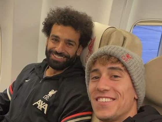 Article image:(Photo) Liverpool fans will swoon at adorable snap of Salah & Tsimikas aboard flight to Italy