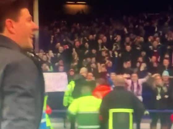 Article image:(Video) Watch as Steven Gerrard tells the Everton fans to “F**k off” and pulls tongues after Aston Villa’s victory