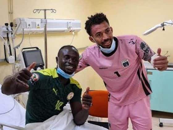 Article image:(Image) Mane updates Liverpool supporters from hospital bed after his horrific clash of heads with Cape Verde ‘keeper