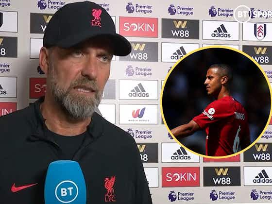 Article image:(Video) Klopp gives worrying update on Thiago’s hamstring injury