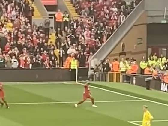 Article image:(Video) Florent Sinama Pongolle mimics Jurgen Klopp’s fist-pump celebrations in front of The Kop as Liverpool defeat Manchester United