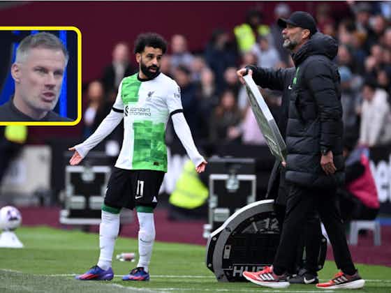 Article image:Jamie Carragher thinks there’s only one ‘reason’ for touchline spat between Salah and Klopp