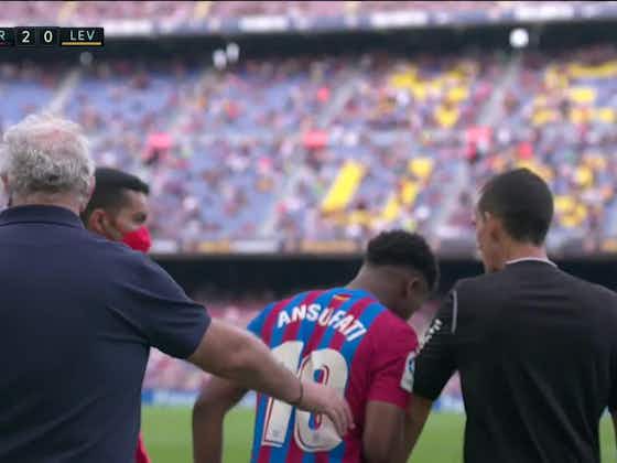 Article image:Watch: Ansu Fati returns for Barcelona against Levante after 322 days out injured