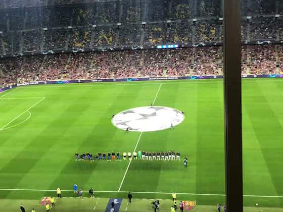 Article image:Watch: Barcelona fans loudly whistle the Champions League anthem before kick-off against Bayern Munich