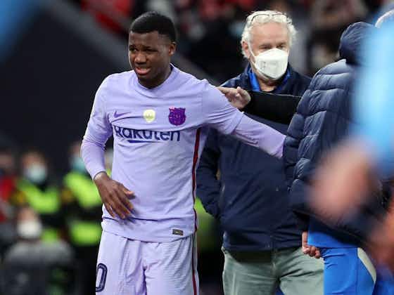 Article image:Ansu Fati could miss up to two months of Barcelona action due to new injury