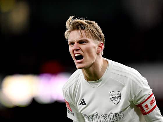 Article image:Martin Odegaard reacts to Arsenal win after a tough week