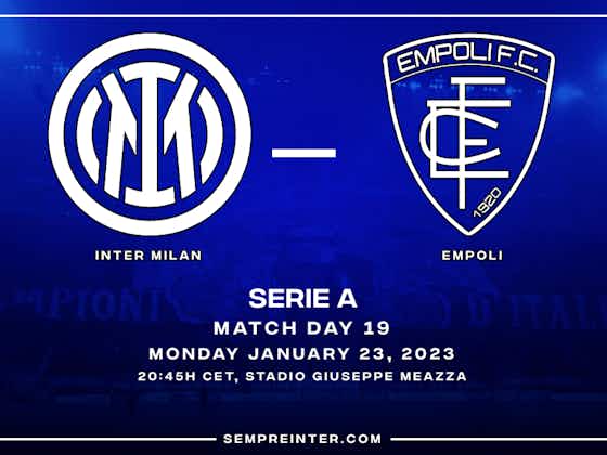 Imagen del artículo:Official – Starting Lineups Inter Milan Vs Empoli: Stefan De Vrij & Joaquin Correa Start