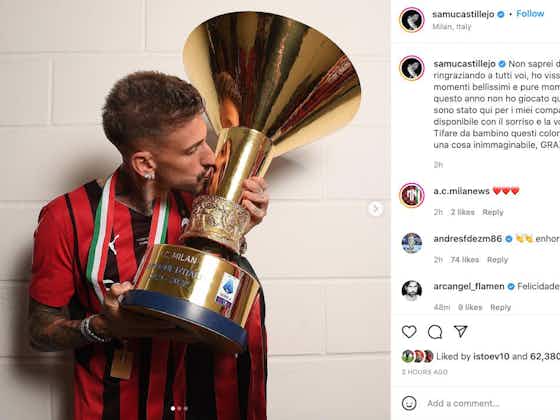 Article image:Castillejo appears to bid farewell to Milan in emotional Instagram post – photo