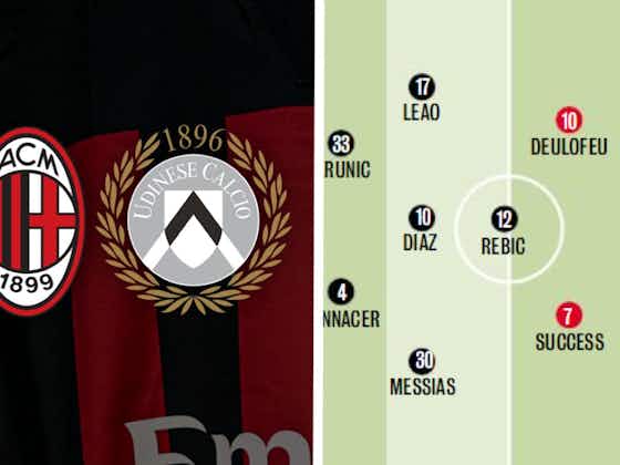 Article image:GdS: Probable XIs for Milan vs. Udinese – Pioli without Tonali and Giroud