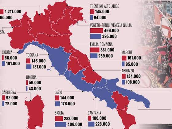 Article image:GdS: More Milan fans in Italy than Inter – the breakdown region by region