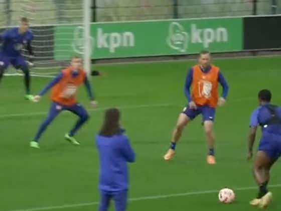Article image:(Video) Malacia sparks reaction from Van Gaal after cheeky finish in Netherlands training