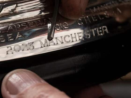 Article image:FA Cup trophy partially engraved ahead of Manchester United vs Man City final