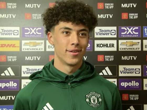 Article image:Ethan Wheatley reacts to historic Manchester United debut