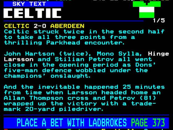 Article image:Photo Of The Day: Teletext Updates, A Recent Football Memory