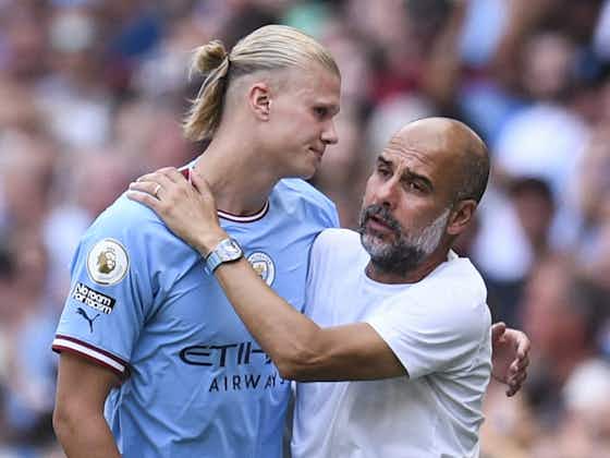 Article image:Pep Guardiola hails 'exceptional' Erling Haaland after winning Player of the Month award