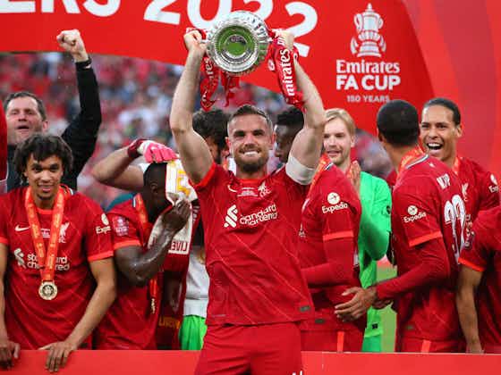 Article image:Jordan Henderson reacts to becoming first Liverpool captain to lift six different trophies