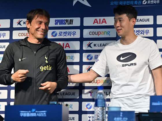Article image:Son Heung-min reacts to Antonio Conte's Tottenham sacking