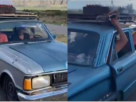 Imagem do artigo:Vídeo: torcedores fazem churrasco no teto de carro durante viagem