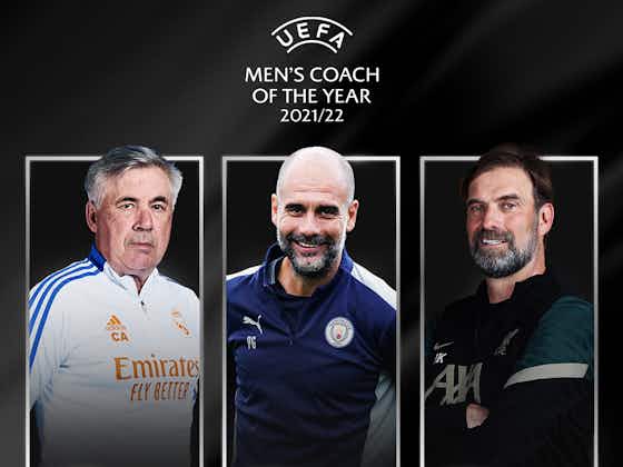 Article image:Carlo Ancelotti, Pep Guardiola, Jurgen Klopp nominated for UEFA Coach of the Year award