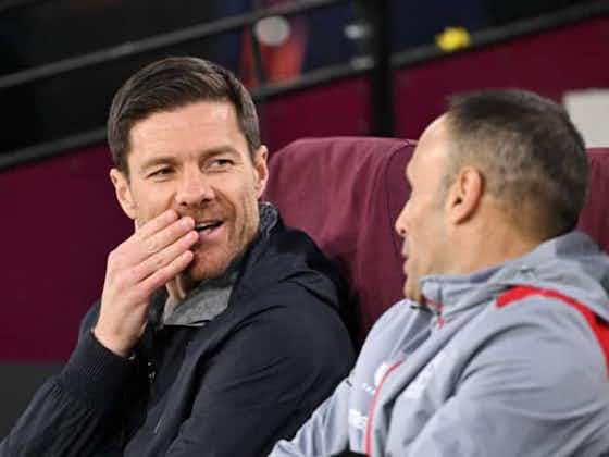 Article image:Xabi Alonso and Leverkusen staff seen celebrating Roma’s win over Milan