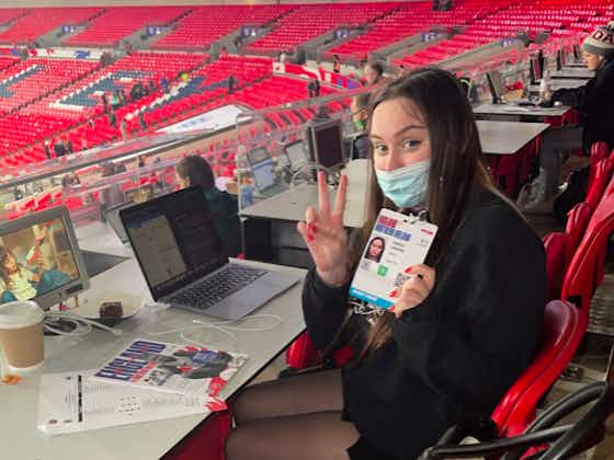 Article image:BLOG: Looking back at England v NI & student Grace Crispin’s ‘Super-Chaotic First Day in the Wembley Media Box’