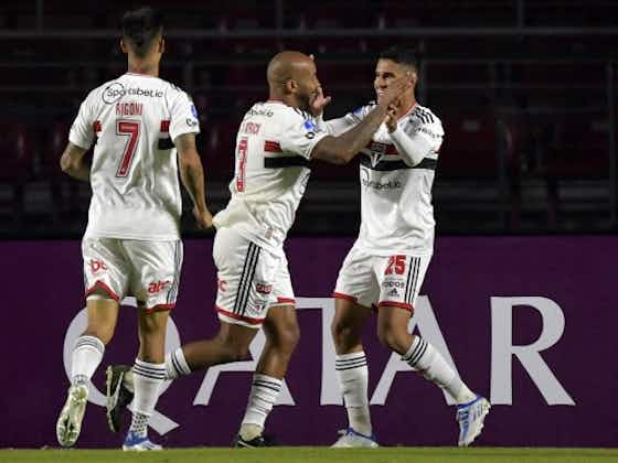 Imagem do artigo:Patrick celebra primeiro gol pelo São Paulo e classificação na Sul-Americana
