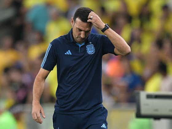 Imagem do artigo:Após vitória sobre o Brasil, Scaloni fala em tom de despedida da Argentina: “Complicado seguir”