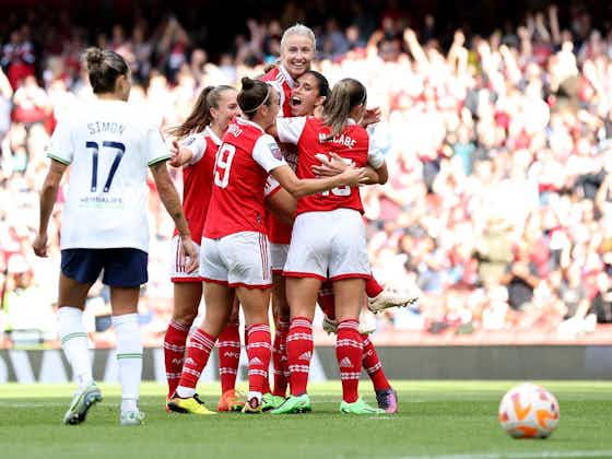 Article image:Vivianne Miedema scores brace as Arsenal thrash Tottenham in front of record WSL crowd