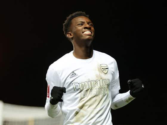 Article image:Eddie Nketiah double steers Arsenal past Oxford in FA Cup to set up Man City clash