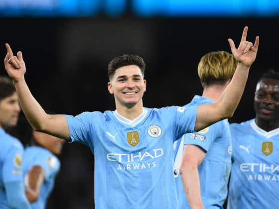 Article image:Julian Alvarez shines in win over Burnley as Manchester City keep up the pressure on Liverpool