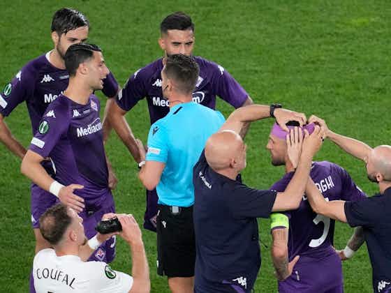 Article image:Europa Conference League: Fiorentina captain Cristiano Biraghi struck with plastic cup in West Ham final