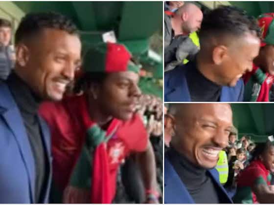 Article image:Nani and Speed's reaction to Cristiano Ronaldo's goal in Portugal vs Liechtenstein