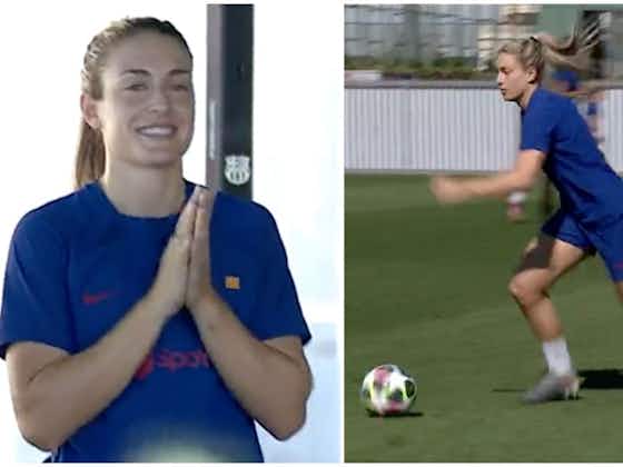 Article image:Barcelona star Alexia Putellas looks delighted during return to team training