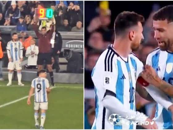 Article image:Lionel Messi’s reaction when Nicolas Otamendi tried to give him Argentina captain’s armband