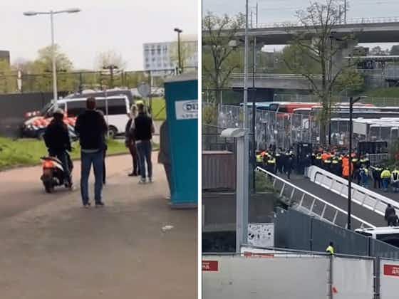 Gambar artikel:Onrust in Amsterdam: 'Agenten mishandeld, zeven FC Twente-supporters aangehouden'