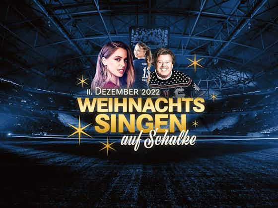 Artikelbild:Weihnachtssingen auf Schalke: Auch Volker Rosin und Lisa Küppers stimmen auf die Festtage ein