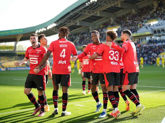 Image de l'article :Ligue 1. Deux Rennais dans l’équipe type de la J30 après le derby face au FC Nantes (0-3)