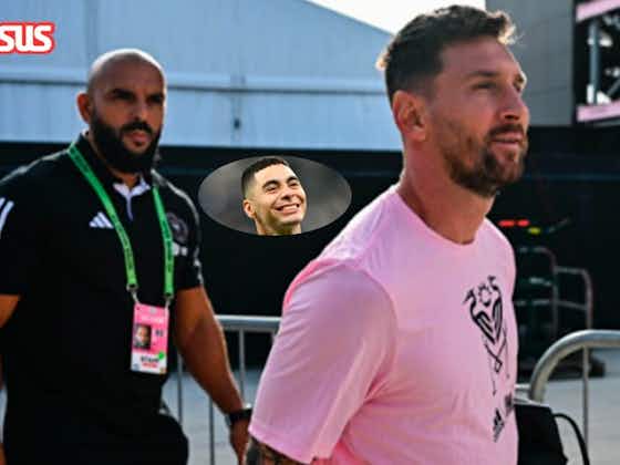 Article image:Miguel Almirón muestra el regalo del guardaespaldas de Lionel Messi