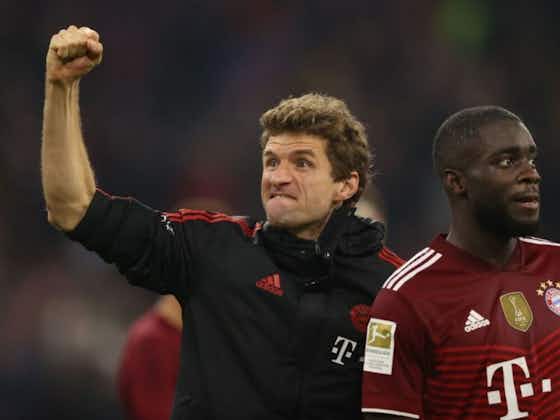 Article image:Thomas Müller in buoyant mood after Bayern win over Freiburg