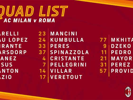Image de l'article :AC Milan / AS Roma [ Squad list ] : 22 joueurs convoqués – série A J05
