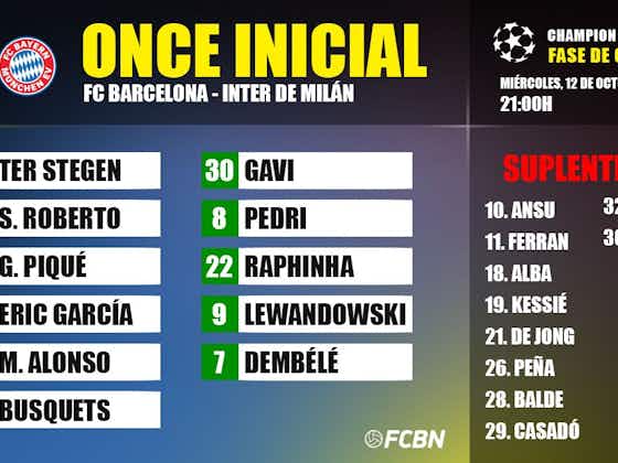 Imagen del artículo:Alineaciones del FC Barcelona-Inter de Milan de la Champions League 2022-2023