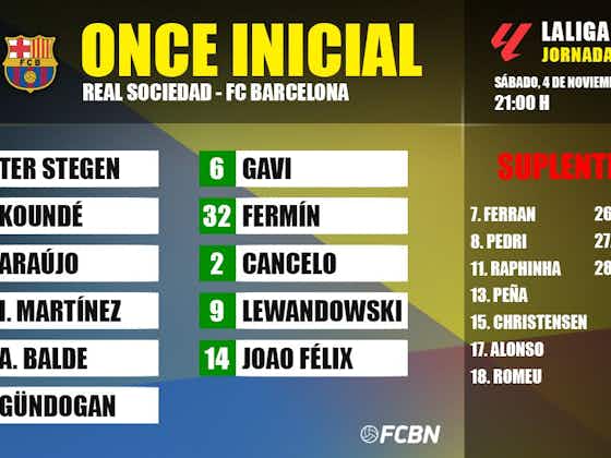 Imagen del artículo:Real Sociedad-FC Barcelona: Alineaciones de la jornada 12 de LaLiga 2023/24