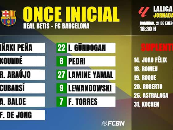 Imagen del artículo:Real Betis-FC Barcelona: Alineaciones de la jornada 21 de LaLiga EA Sports 23/24