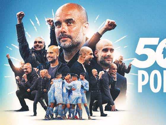 Article image:Guardiola becomes fastest manager to reach 500 Premier League points 