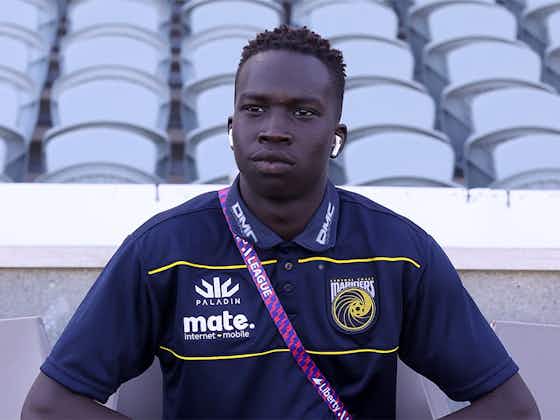 Article image:Garang Kuol interviewed before final Central Coast Mariners game ahead of flying to Newcastle
