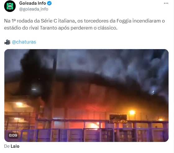 Imagem do artigo:Torcedores incendeiam estádio na Série C da Itália 😲