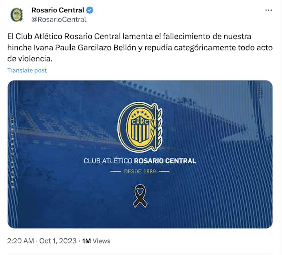 Immagine dell'articolo:Shock in Argentina: tifosa uccisa dopo la sfida Rosario Central-Newell's