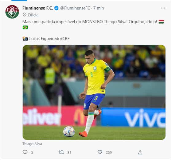 Imagem do artigo:Em redes sociais, Fluminense enaltece Thiago Silva por mais uma “partida impecável”