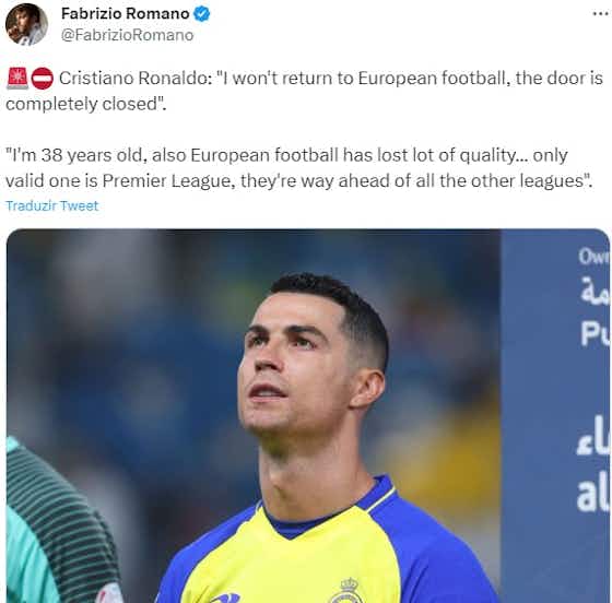 Imagem do artigo:⛔️ Cristiano Ronaldo descarta retornar à Europa: 'Perdeu muita qualidade'