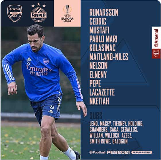 Article image:Pablo Marí starts for Arsenal against Rapid Wien